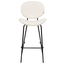 Wyld And Coco Boucle Bar Chairs Set Of 2 White Armless With Black Iron Legs - W52 X D54 X H111Cm - thumbnail 1