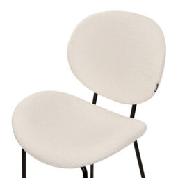 Wyld And Coco Boucle Bar Chairs Set Of 2 White Armless With Black Iron Legs - W52 X D54 X H111Cm - thumbnail 7