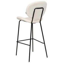 Wyld And Coco Boucle Bar Chairs Set Of 2 White Armless With Black Iron Legs - W52 X D54 X H111Cm - thumbnail 6