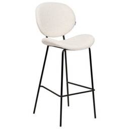 Wyld And Coco Boucle Bar Chairs Set Of 2 White Armless With Black Iron Legs - W52 X D54 X H111Cm - thumbnail 5