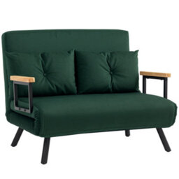 Homcom Click Clack 2 Seater Sofa Bed For Living Room, Guest Room, Green - thumbnail 2