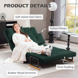 Homcom Click Clack 2 Seater Sofa Bed For Living Room, Guest Room, Green - thumbnail 6