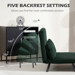 Homcom Click Clack 2 Seater Sofa Bed For Living Room, Guest Room, Green - thumbnail 5