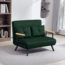 Homcom Click Clack 2 Seater Sofa Bed For Living Room, Guest Room, Green - thumbnail 8