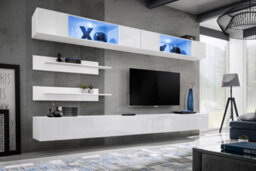 Arte Fly I3 White Gloss Entertainment Unit 320Cm - Bright Cinema-Style Media Wall For Tvs Up To 75 Inch - thumbnail 1