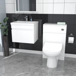 Nes Home White Wall Hung 500mm Vanity Unit 1 Drawer With Wc Unit & Btw Toilet - thumbnail 1