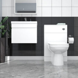 Nes Home White Wall Hung 500mm Vanity Unit 1 Drawer With Wc Unit & Btw Toilet - thumbnail 2
