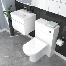Nes Home White Wall Hung 500mm Vanity Unit 1 Drawer With Wc Unit & Btw Toilet - thumbnail 4