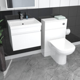 Nes Home White Wall Hung 500mm Vanity Unit 1 Drawer With Wc Unit & Btw Toilet - thumbnail 5