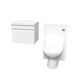Nes Home White Wall Hung 500mm Vanity Unit 1 Drawer With Wc Unit & Btw Toilet - thumbnail 6