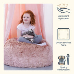 icon Kids Classic Faux Fur Bean Bag Chair Light Pink Bean Bags For Children - thumbnail 4