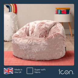 icon Kids Classic Faux Fur Bean Bag Chair Light Pink Bean Bags For Children - thumbnail 5