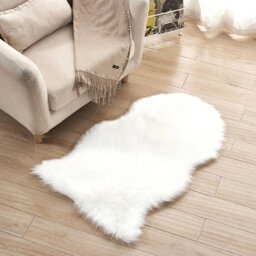 Living And Home White Irregular Soft Shaggy Rug Kids Rooms Decor Floor Rugs 90Cm (L) X 60Cm (W) - thumbnail 1