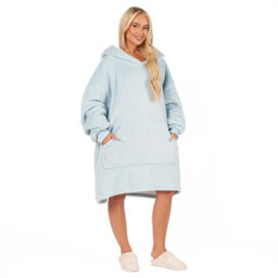 Ohs Hoodie Blanket Ultra Plush Wearable Sherpa Oversize  - Baby Blue - thumbnail 6