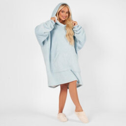 Ohs Hoodie Blanket Ultra Plush Wearable Sherpa Oversize  - Baby Blue - thumbnail 2