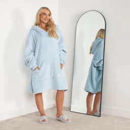 Ohs Hoodie Blanket Ultra Plush Wearable Sherpa Oversize  - Baby Blue - thumbnail 4