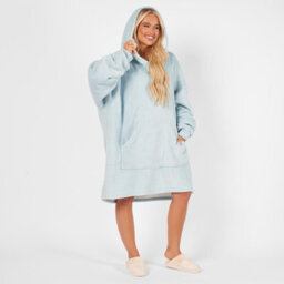 Ohs Hoodie Blanket Ultra Plush Wearable Sherpa Oversize  - Baby Blue - thumbnail 3