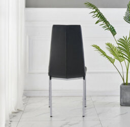 Furnizone UK Set Of 2 Dining Chairs - Modalux Modern Dining Chairs - Black Faux Leather Chrome Legs Dining Chairs - Kitchen Dining Room Chairs - thumbnail 4