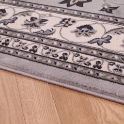 Grey Traditional Bordered Floral Rug Easy To Clean Dining Room-120Cm X 170Cm - thumbnail 4