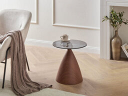 Beliani Side Table Corella Tempered Glass Brown/ Black - thumbnail 2