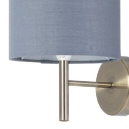 First Choice Lighting Brea - Antique Brass Wall Light With Grey Cotton Shade - thumbnail 2