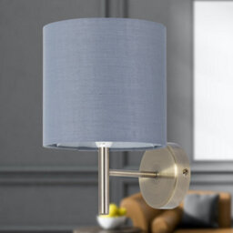 First Choice Lighting Brea - Antique Brass Wall Light With Grey Cotton Shade - thumbnail 3