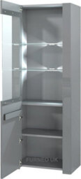 Furneo High Gloss & Matt Grey Living Room Set Tv Stand Display Cabinets Milanog White Led Lights - thumbnail 2