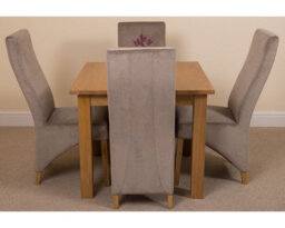 That's Furniture Oslo 90 X 90 Cm Oak Small Dining Table And 4 Chairs Dining Set With Lola Grey Fabric Chairs - thumbnail 2