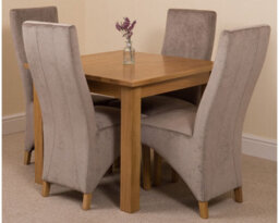 That's Furniture Oslo 90 X 90 Cm Oak Small Dining Table And 4 Chairs Dining Set With Lola Grey Fabric Chairs - thumbnail 1