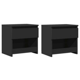 Berkfield Elegant Bedside Cabinets 2 Pcs Black 40X30X39 Cm Engineered Wood - thumbnail 2
