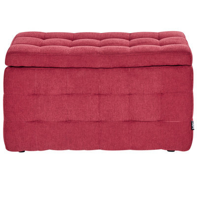 Beliani Red Tufted Storage Ottoman Bench With Hinged Lid, W74 X D42 X H40Cm - image 1