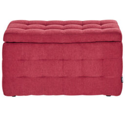 Beliani Red Tufted Storage Ottoman Bench With Hinged Lid, W74 X D42 X H40Cm - thumbnail 1