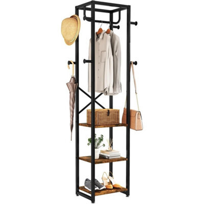 Industrial-Style Freestanding Coat Stand With Shelves & Hooks - image 1