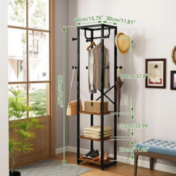 Industrial-Style Freestanding Coat Stand With Shelves & Hooks - thumbnail 2