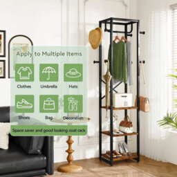 Industrial-Style Freestanding Coat Stand With Shelves & Hooks - thumbnail 3