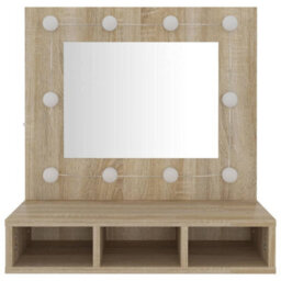 Berkfield Mirror Cabinet With Led Sonoma Oak 60X31.5X62 Cm - thumbnail 5