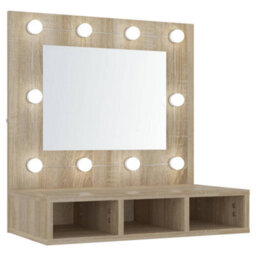 Berkfield Mirror Cabinet With Led Sonoma Oak 60X31.5X62 Cm - thumbnail 2