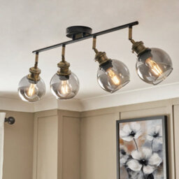Litecraft Joy 4 Light Black Ceiling Spotlight Bar With Smoke Shades - thumbnail 1