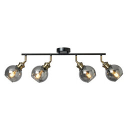 Litecraft Joy 4 Light Black Ceiling Spotlight Bar With Smoke Shades - thumbnail 2