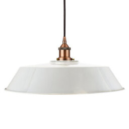 Pale Grey Large Chancery Painted Dome Pendant Light With Matt Antique Copper Lamp Holder And Black Round Cable - Se Home - thumbnail 1