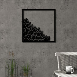 Decortie Modern Metal Wall Art Meow Theme Home Ornament Decorative Minimalist Design Hanging Wall Sculpture, Black
