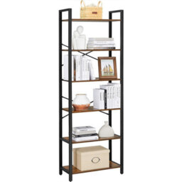 Songmics Bookshelf, 6-Tier Shelving Unit With Steel Frame, Tall Rustic Shelves For Living Room, Office, Study, Hallway, Industrial - thumbnail 6