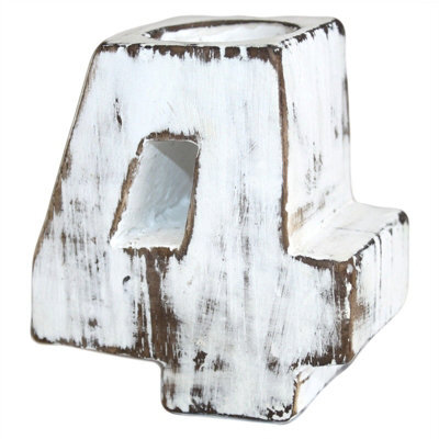 Serenityy Wooden Birthday Number Candle Holder No. 4 - Handmade White-Wash Albesia Wood, 10Cm - image 1