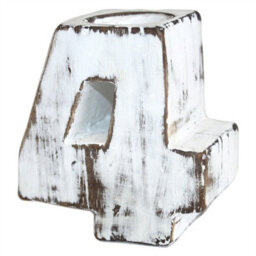 Serenityy Wooden Birthday Number Candle Holder No. 4 - Handmade White-Wash Albesia Wood, 10Cm - thumbnail 1