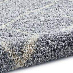 Grey Cream Shaggy Rug, 45mm Thickness Modern Rug, Geometric Moroccan Rug For Bedroom, & Dining Room-120Cm X 170Cm - thumbnail 4