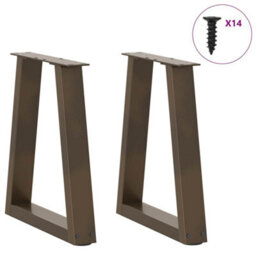 Berkfield Coffee Table Legs V-Shape 2 Pcs Natural Steel 38X(42-43.3) Cm Steel - thumbnail 3