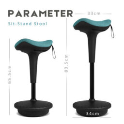 Blue Standing Office Stool Ergonomic Adjustable Height 360Degrees Swivel Chair For Work - thumbnail 2