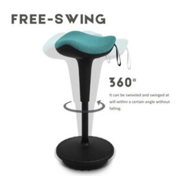 Blue Standing Office Stool Ergonomic Adjustable Height 360Degrees Swivel Chair For Work - thumbnail 3