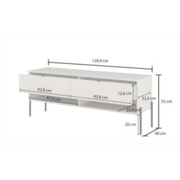 Arte Ore 41 Tv Cabinet 140 Cm In Cashmere - Soft-Tone Media Unit With Open Shelving And Drawers - thumbnail 4