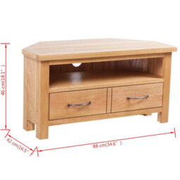 Berkfield Tv Cabinet With Drawer 88 X 42 X 46 Cm Solid Oak Wood - thumbnail 7